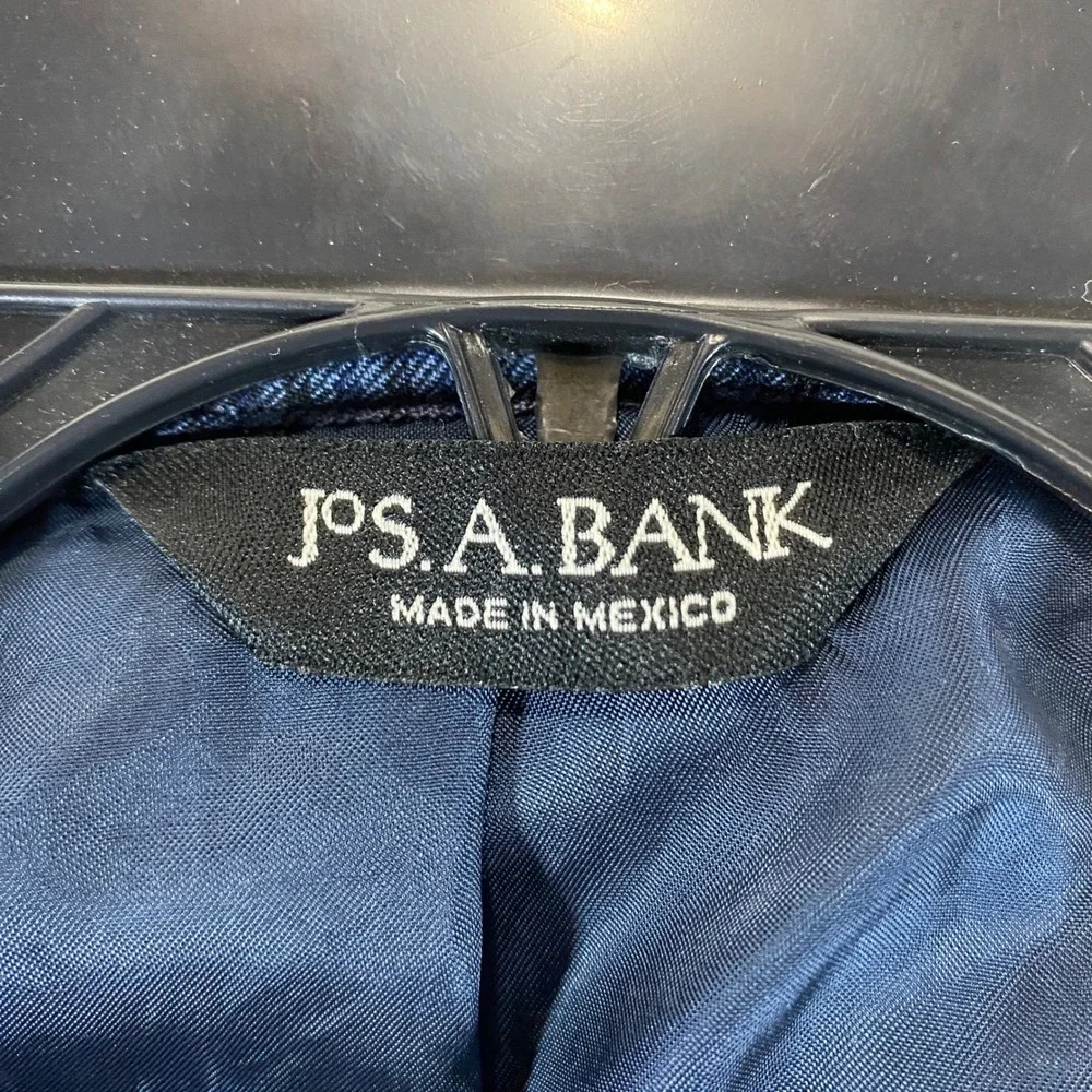 Jos. A. Bank Signature Collection 44L Blazer Silk Wool Blue Tailored Check Plaid